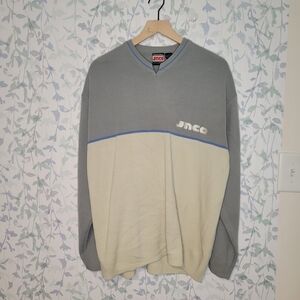 JNCO Men's V-Neck Sweater in Gray and Cream